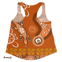 Australia Goanna Aboriginal Women Racerback Singlet - Indigenous Dot Goanna Orange Women Racerback Singlet
