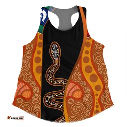 Australia Aboriginal Custom Women Racerback Singlet - Indigenous Rainbow Serpent Inspired Women Racerback Singlet