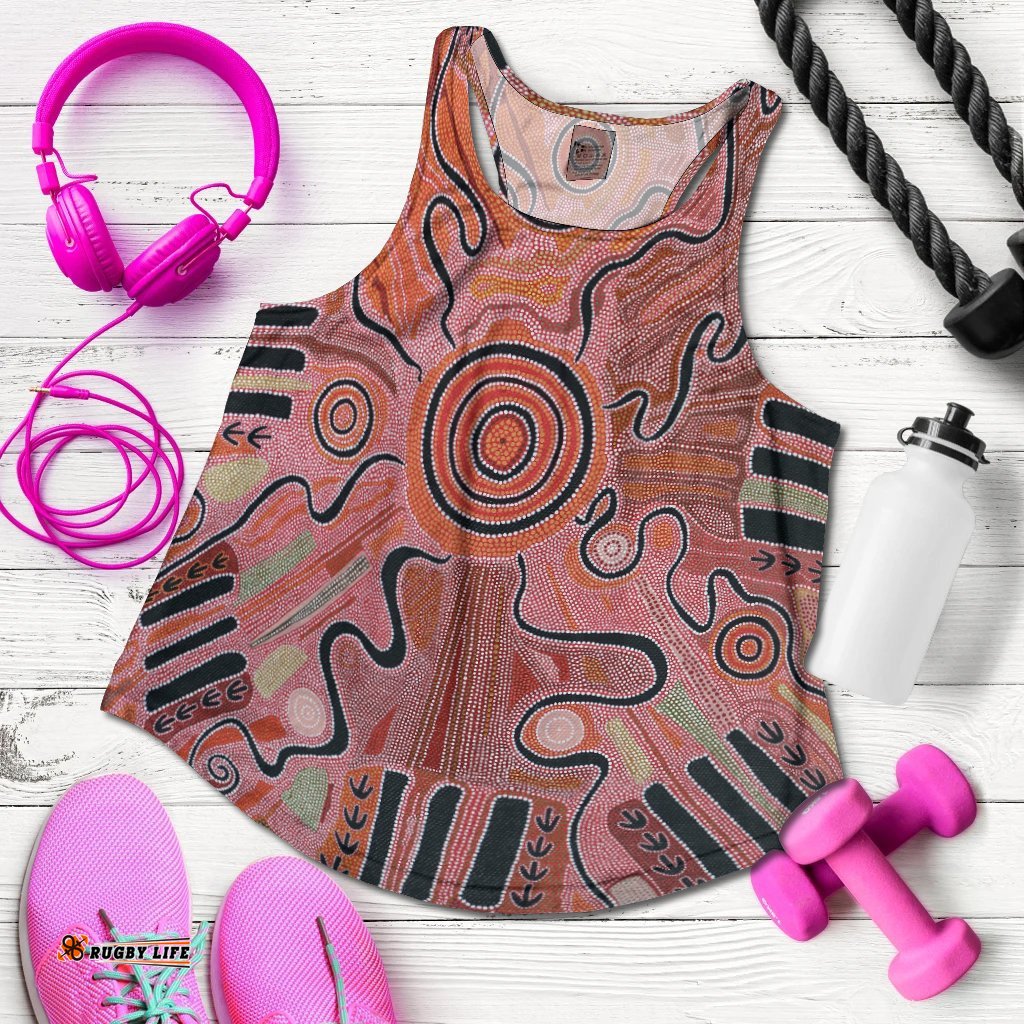 Aboriginal Women's Racerback Tank Indigenous Footprint Landscape
