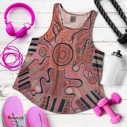 Aboriginal Women's Racerback Tank Indigenous Footprint Landscape