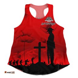 Australia Women Racerback Singlet Anzac Day Lest We Forget Red Poppy