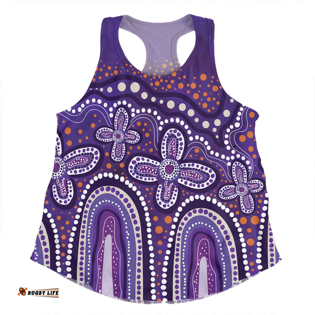 Australia Aboriginal Women Racerback Singlet - Dot painting illustration in Aboriginal style Purple Women Racerback Singlet