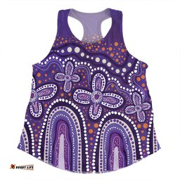 Australia Aboriginal Women Racerback Singlet - Dot painting illustration in Aboriginal style Purple Women Racerback Singlet