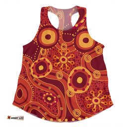 Australia Aboriginal Women Racerback Singlet - Red Aboriginal Dot Art Inspired Women Racerback Singlet