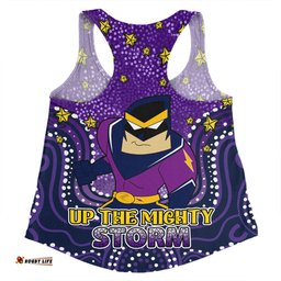 Melbourne Storm Custom Women Racerback Singlet - Custom With Aboriginal Inspired Style Of Dot Painting Patterns  Women Racerback Singlet