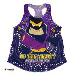 Melbourne Storm Custom Women Racerback Singlet - Custom With Aboriginal Inspired Style Of Dot Painting Patterns  Women Racerback Singlet