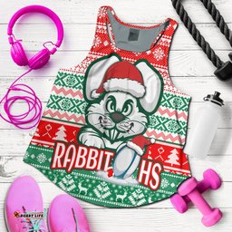 South Sydney Rabbitohs Women Racerback Tank - Rabbitohs Glory, Glory! Knitted Christmas Women Racerback Tank