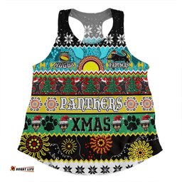 Penrith Panthers Christmas Aboriginal Custom Women Racerback Singlet - Indigenous Knitted Ugly Xmas Style Women Racerback Singlet