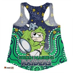 Canberra Raiders Custom Women Racerback Singlet - Custom With Aboriginal Inspired Style Of Dot Painting Patterns  Women Racerback Singlet