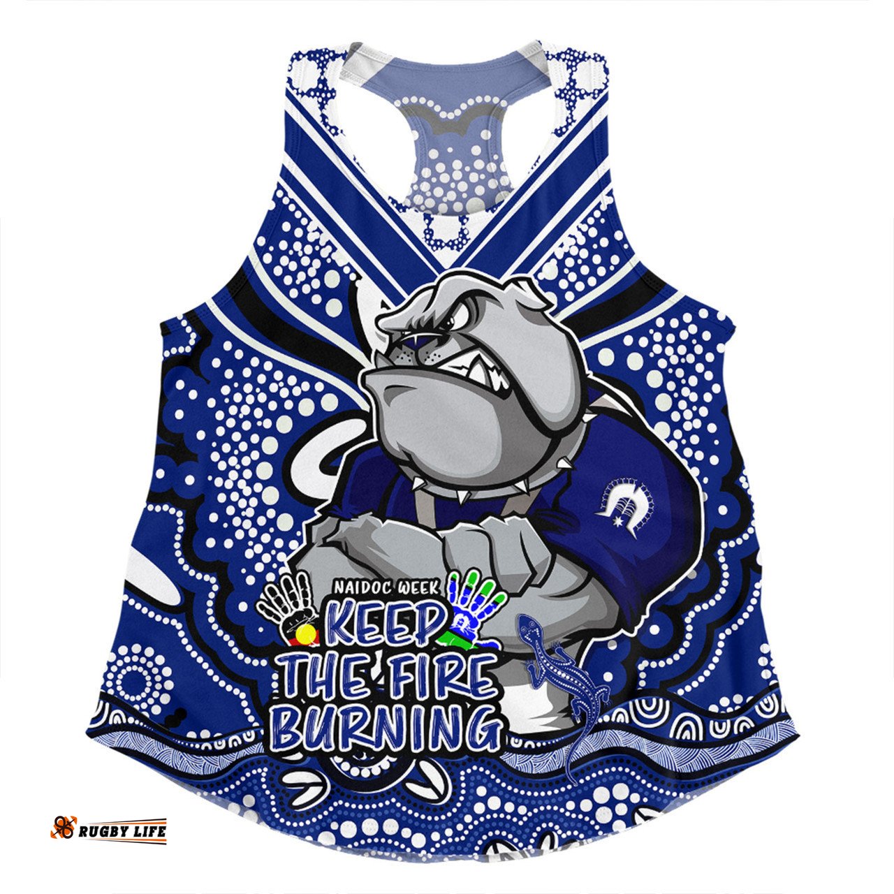 Canterbury-Bankstown Bulldogs Women Racerback Singlet Aboriginal Inspired Naidoc Week Custom For Die Hard Fan Supporters