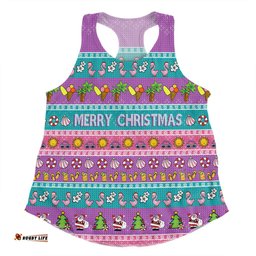Australia Christmas Custom Women Racerback Singlet - Aussie Christmas Flamingo Summer Vibes Purple Women Racerback Singlet