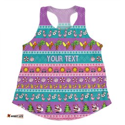 Australia Christmas Custom Women Racerback Singlet - Aussie Christmas Flamingo Summer Vibes Purple Women Racerback Singlet