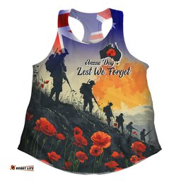 Australia Custom Women Racerback Singlet -  Anzac Day Soldiers With Australia Flag