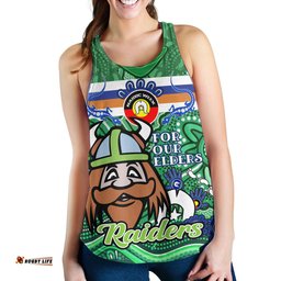 Canberra Raiders Naidoc Week Custom Women Racerback Tank - For Our Elders Home Jersey Tank