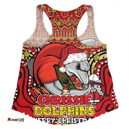 Redcliffe Dolphins Christmas Custom Women Racerback Singlet - Christmas Knit Patterns Vintage Jersey Ugly Women Racerback Singlet