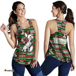 South Sydney Rabbitohs Women Racerback Tank - South Sydney Rabbitohs Merry Christmas Random Square Pattern Women Racerback Tank