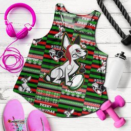South Sydney Rabbitohs Women Racerback Tank - South Sydney Rabbitohs Merry Christmas Random Square Pattern Women Racerback Tank