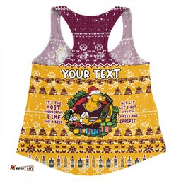 Brisbane Broncos Christmas Custom Women Racerback Singlet - Chrissie Spirit Women Racerback Singlet
