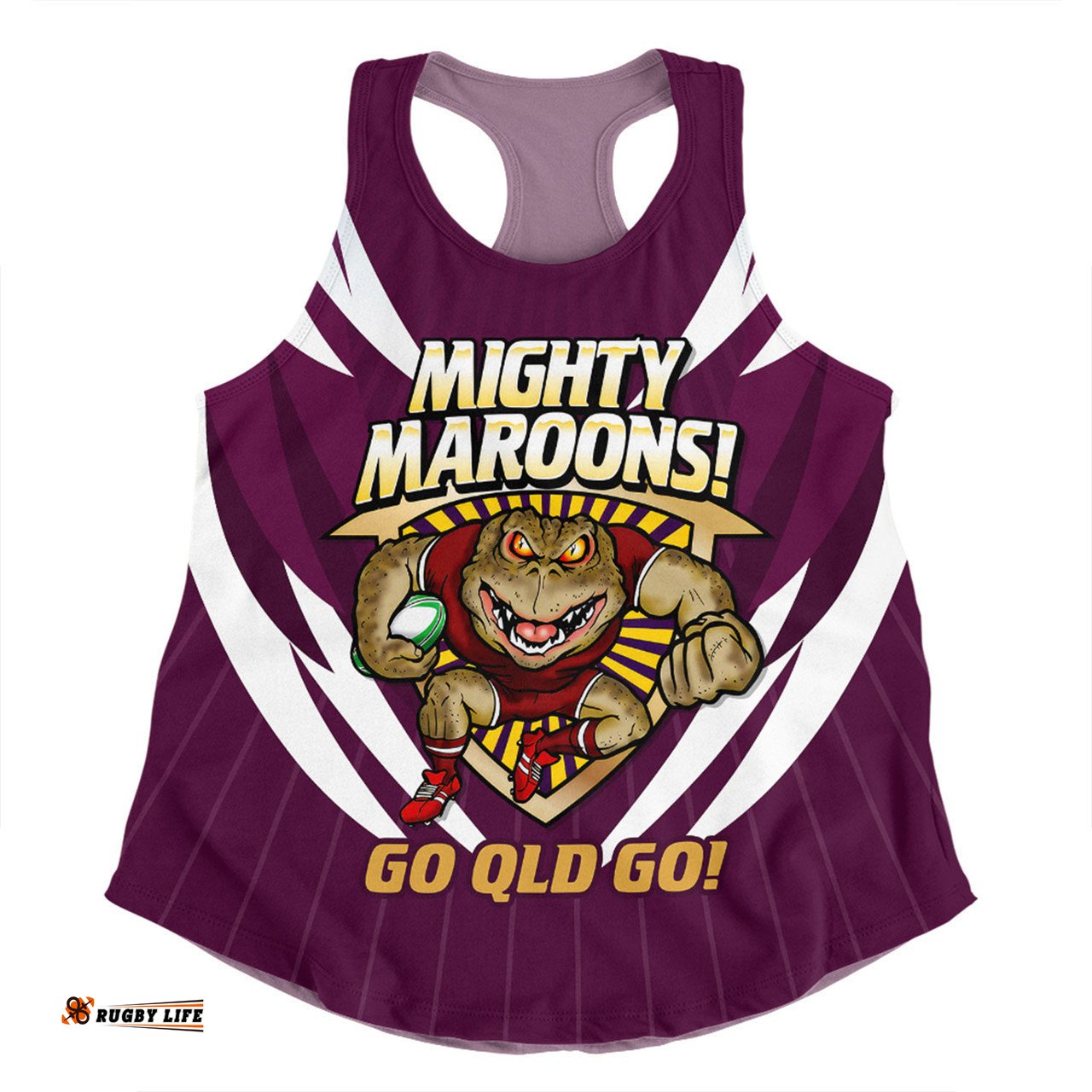 Queensland Maroons Women Racerback Singlet Custom State Of Origin 2024 Passionate Fan Born To Win Ver 2