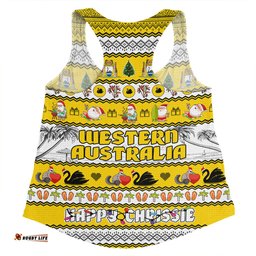 Western Australia Christmas Custom Women Racerback Singlet - Happy Chrissie Ugly Style Women Racerback Singlet