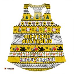 Western Australia Christmas Custom Women Racerback Singlet - Happy Chrissie Ugly Style Women Racerback Singlet