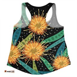 Australia Flowers Aboriginal Women Racerback Singlet - Australian Yellow Hakea Flower Art Women Racerback Singlet