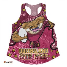 Queensland Cane Toads Custom Women Racerback Singlet - Team With Dot And Star Patterns For Tough Fan Women Racerback Singlet
