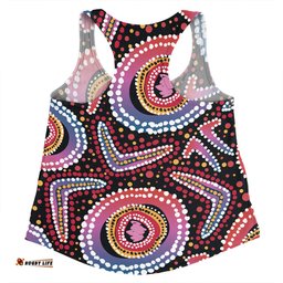 Australia Dot Painting Inspired Aboriginal Women Racerback Singlet - Boomerang From Aboriginal Art Women Racerback Singlet