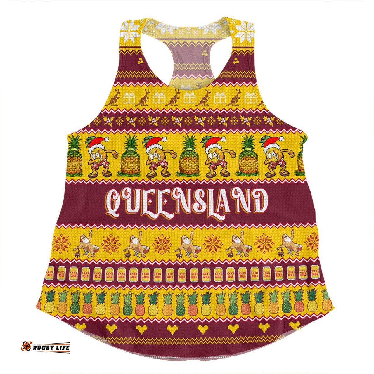 Queensland Big Things Christmas Custom Women Racerback Singlet - The Big Pineapple Women Racerback Singlet