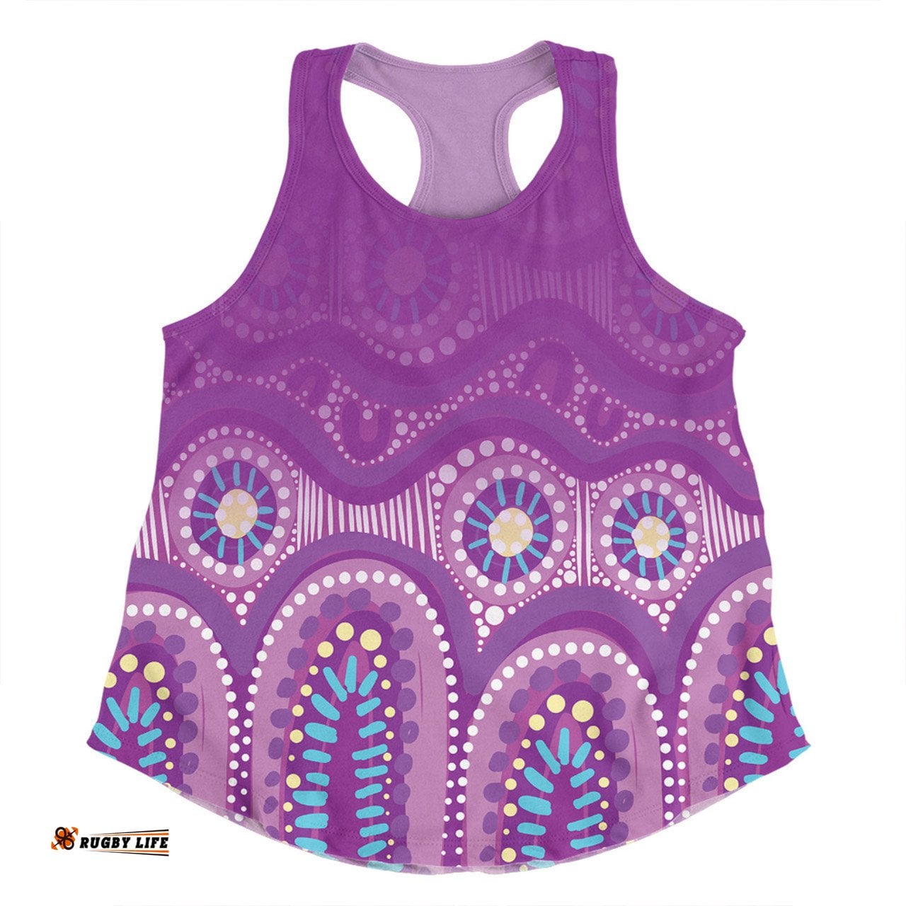 Australia Aboriginal Custom Women Racerback Singlet - Purple Aboriginal Dot Women Racerback Singlet