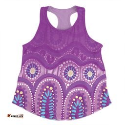 Australia Aboriginal Custom Women Racerback Singlet - Purple Aboriginal Dot Women Racerback Singlet