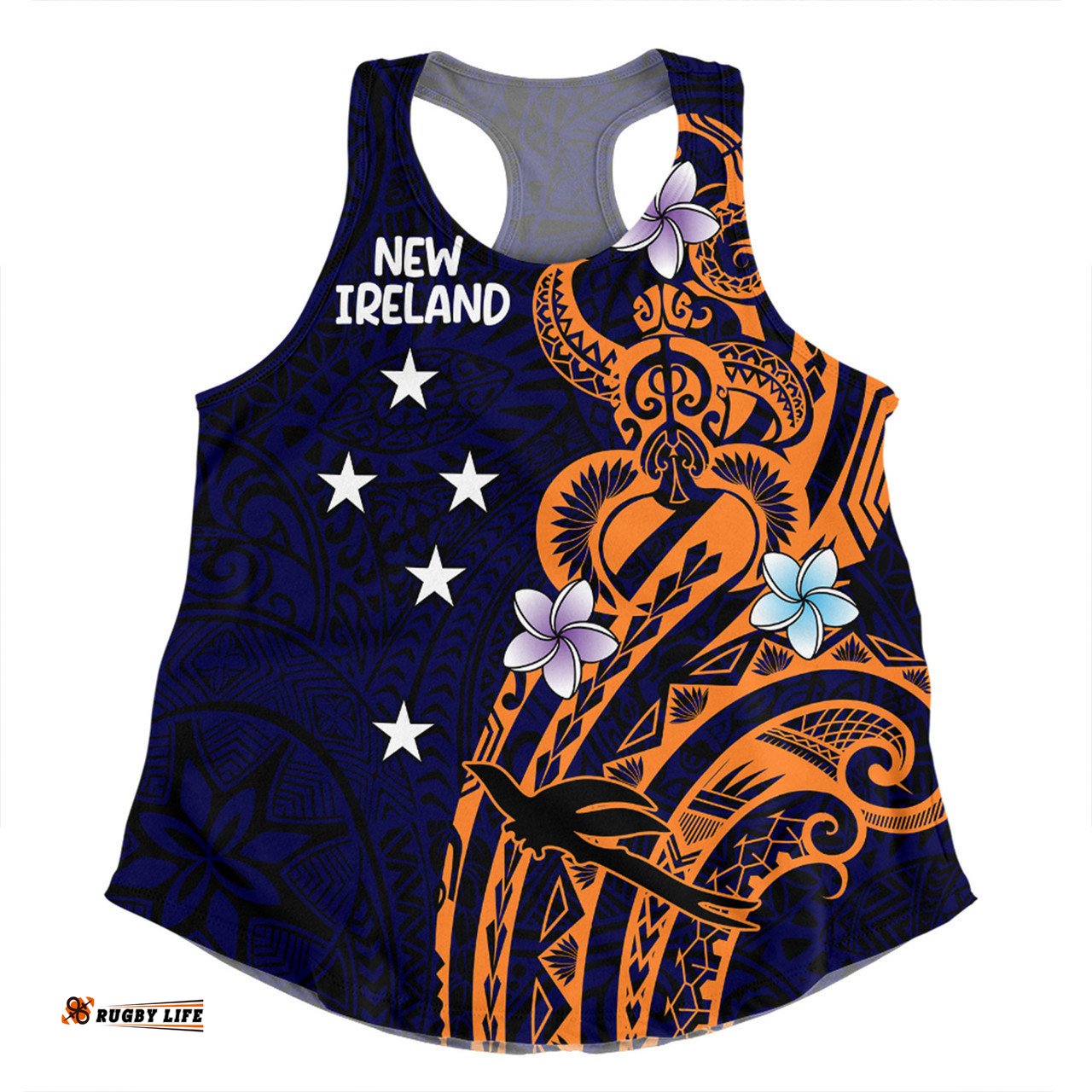 Australia South Sea Islanders Women Racerback Singlet - New Ireland Flag With Polynesian Pattern Women Racerback Singlet