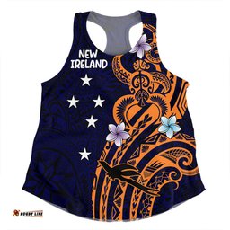 Australia South Sea Islanders Women Racerback Singlet - New Ireland Flag With Polynesian Pattern Women Racerback Singlet