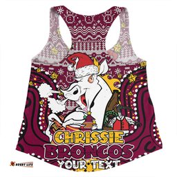 Brisbane Broncos Christmas Custom Women Racerback Singlet - Christmas Knit Patterns Vintage Jersey Ugly Women Racerback Singlet
