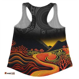 Australia Aboriginal Custom Women Racerback Singlet - Rainbow Serpent Dreamtime Land Art Inspired Women Racerback Singlet