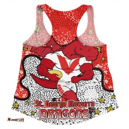 St. George Illawarra Dragons Custom Women Racerback Singlet - Team With Dot And Star Patterns For Tough Fan Women Racerback Singlet