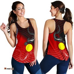 Aboriginal Women's Racerback Tank Two Indigenous Lizard