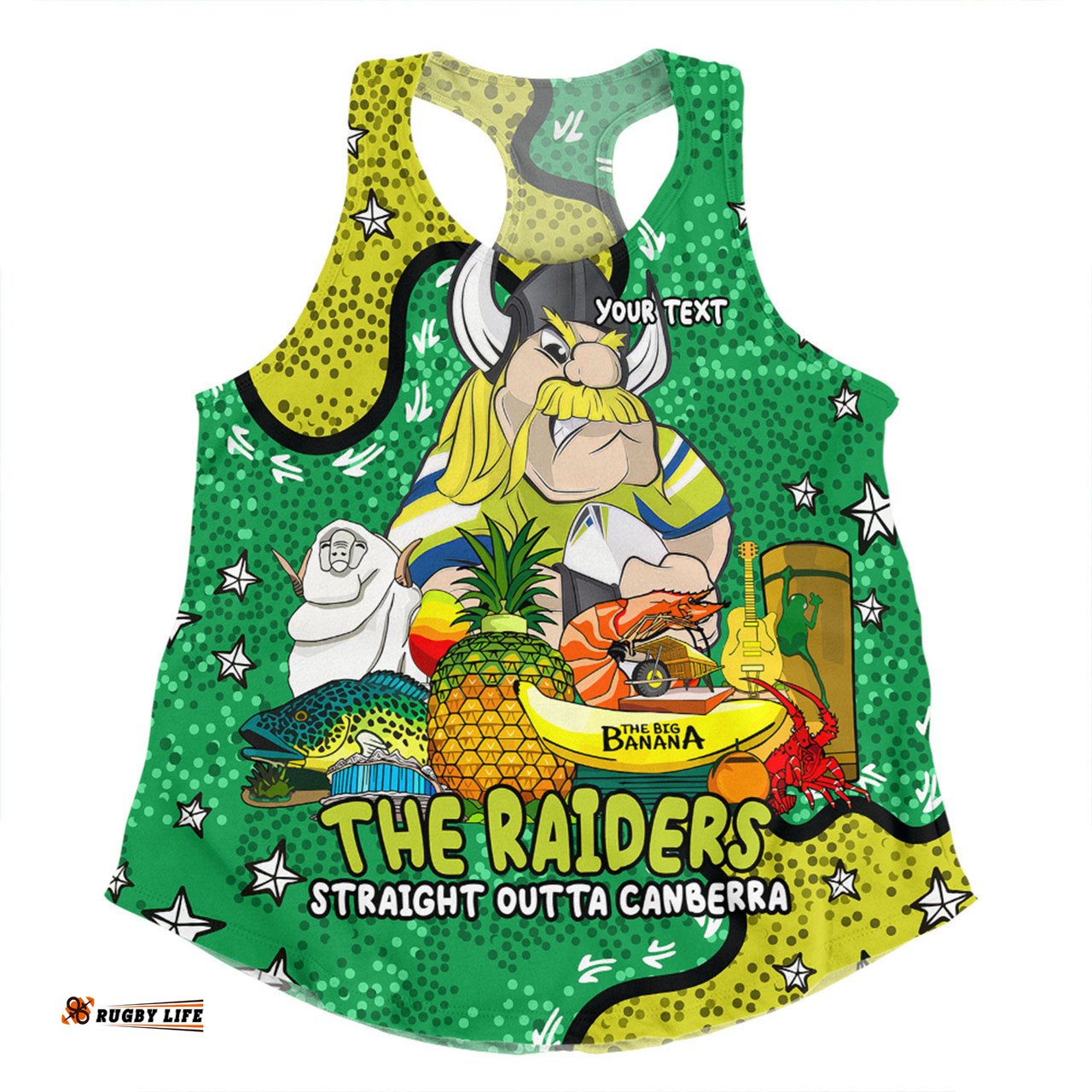Canberra Raiders Custom Women Racerback Singlet - Australian Big Things Women Racerback Singlet