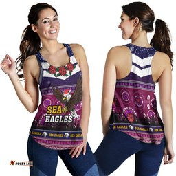 Australia Sea Eagles Women Racerback Tank - Australia Sea Eagles Ugly Christmas And Aboriginal Patterns Women Racerback Tank