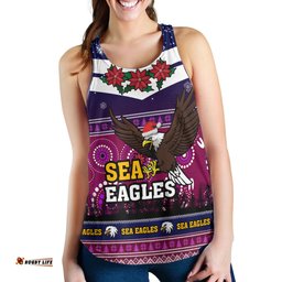 Australia Sea Eagles Women Racerback Tank - Australia Sea Eagles Ugly Christmas And Aboriginal Patterns Women Racerback Tank