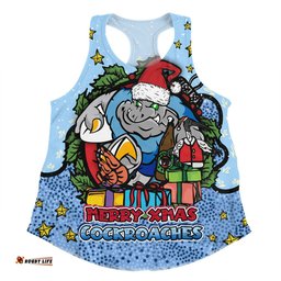 New South Wales Cockroaches Christmas Custom Women Racerback Singlet - Merry Christmas Our Beloved Team With Aboriginal Dot Art Pattern Women Racerback Singlet