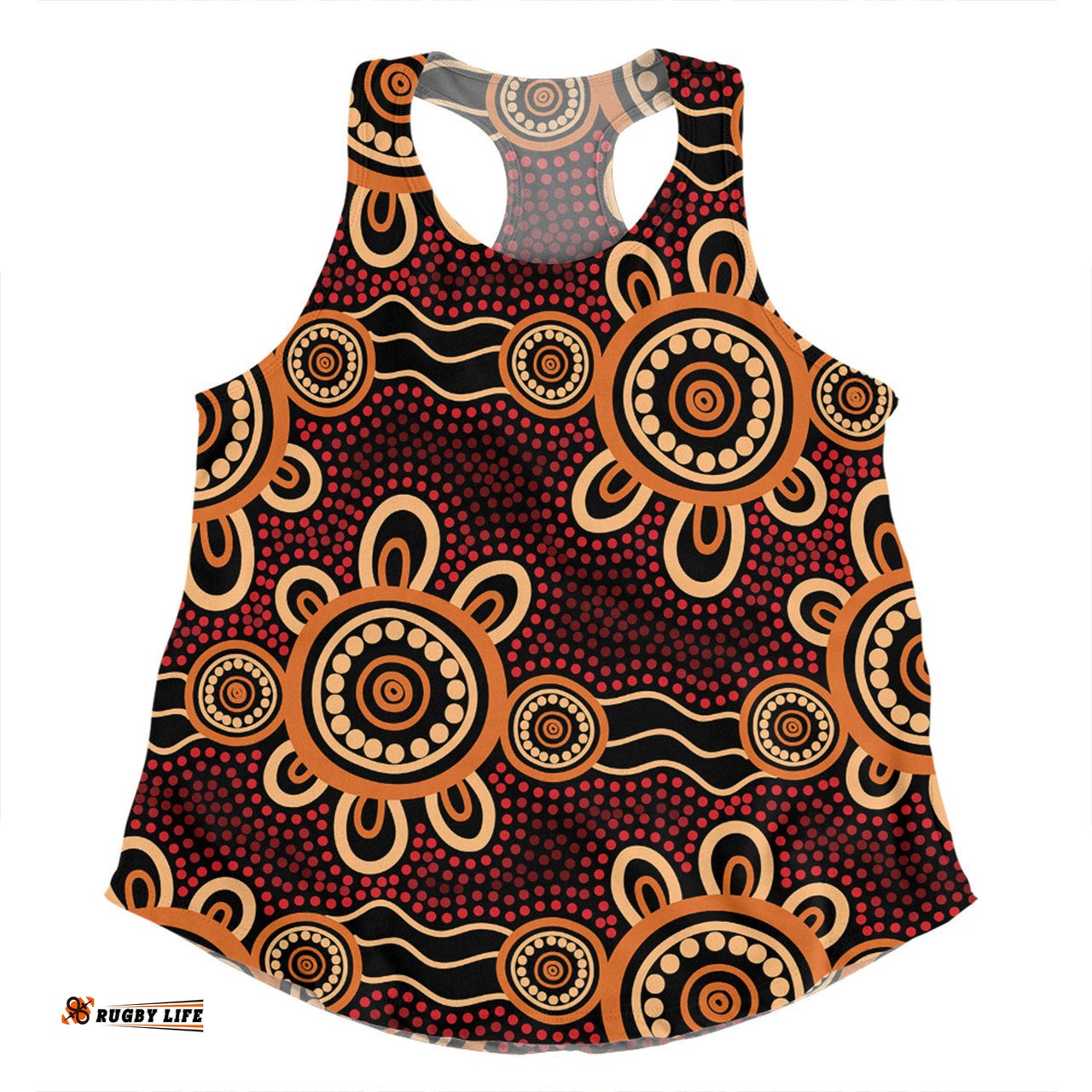 Australia Dot Painting Inspired Aboriginal Women Racerback Singlet - Aboriginal Dot Pattern Painting Art Women Racerback Singlet