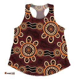 Australia Dot Painting Inspired Aboriginal Women Racerback Singlet - Aboriginal Dot Pattern Painting Art Women Racerback Singlet
