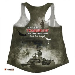 Australia Women Racerback Singlet Anzac Day Lest We Forget For Your Tomorrow They Gave Their Today