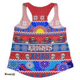 Newcastle Knights Christmas Aboriginal Custom Women Racerback Singlet - Indigenous Knitted Ugly Xmas Style Women Racerback Singlet