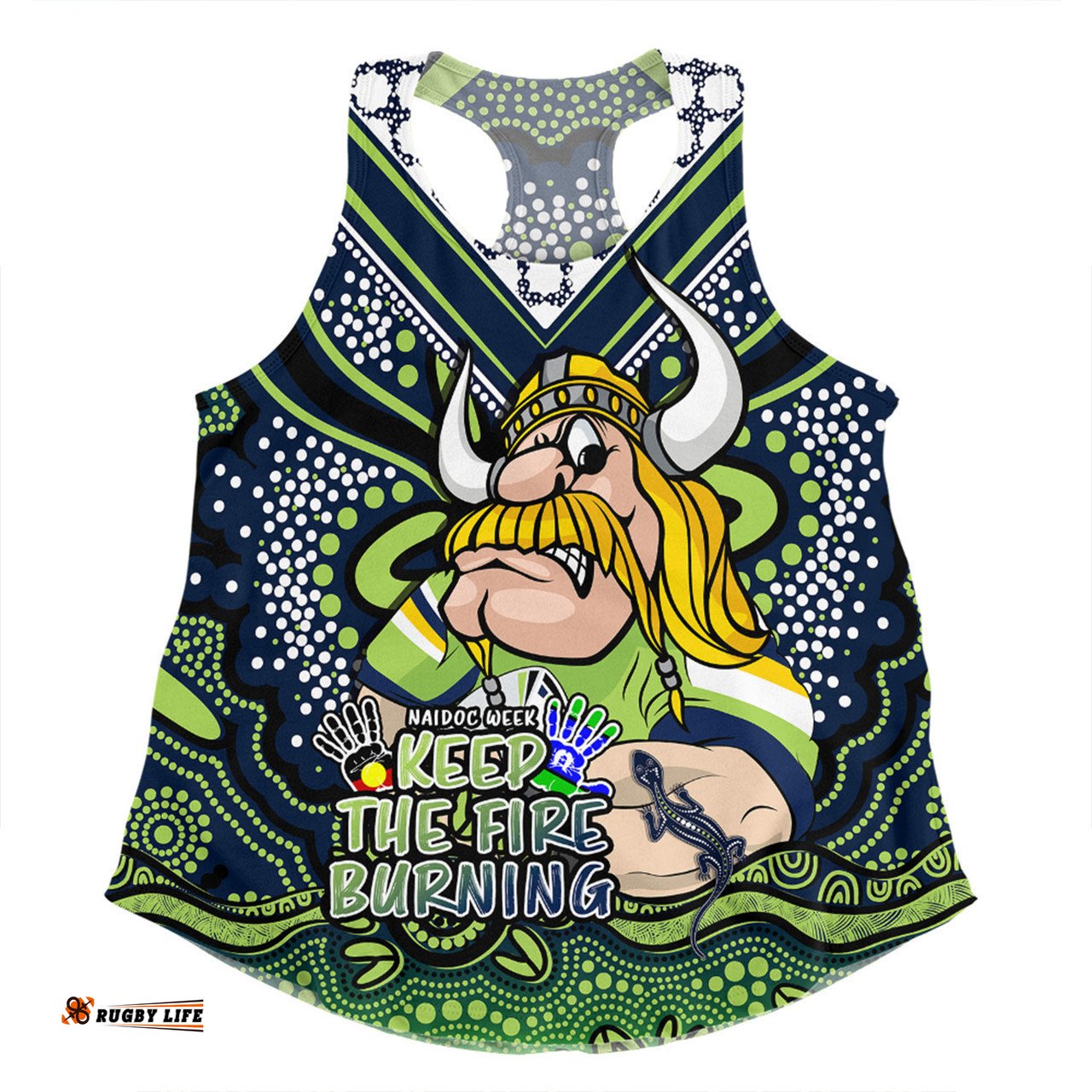 Canberra Raiders Women Racerback Singlet Aboriginal Inspired Naidoc Week Custom For Die Hard Fan Supporters