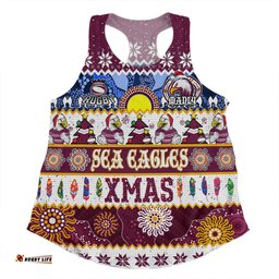 Manly Warringah Sea Eagles Christmas Aboriginal Custom Women Racerback Singlet - Indigenous Knitted Ugly Xmas Style Women Racerback Singlet