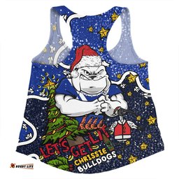 Canterbury-Bankstown Bulldogs Christmas Custom Women Racerback Singlet - Let's Get Lit Chrisse Pressie Women Racerback Singlet