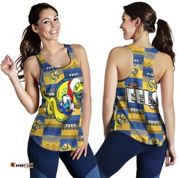 Parramatta Eels Christmas Women Racerback Tank - Parramatta Eels Merry Christmas Random Square Pattern Women Racerback Tank