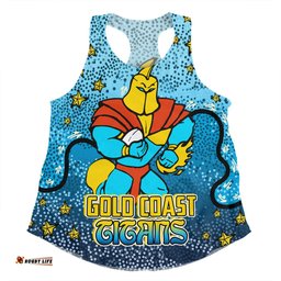 Gold Coast Titans Custom Women Racerback Singlet - Team With Dot And Star Patterns For Tough Fan Women Racerback Singlet